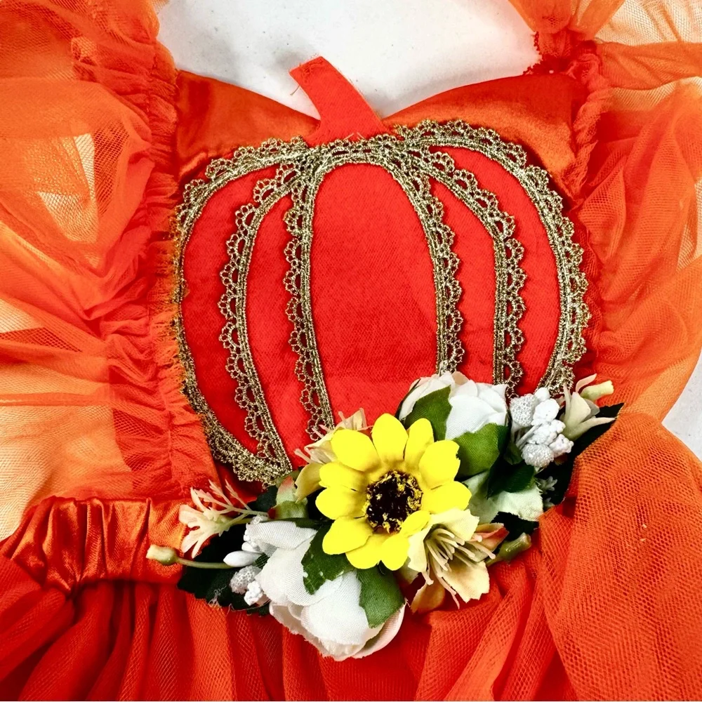 Orange Tulle 1st Birthday Dress